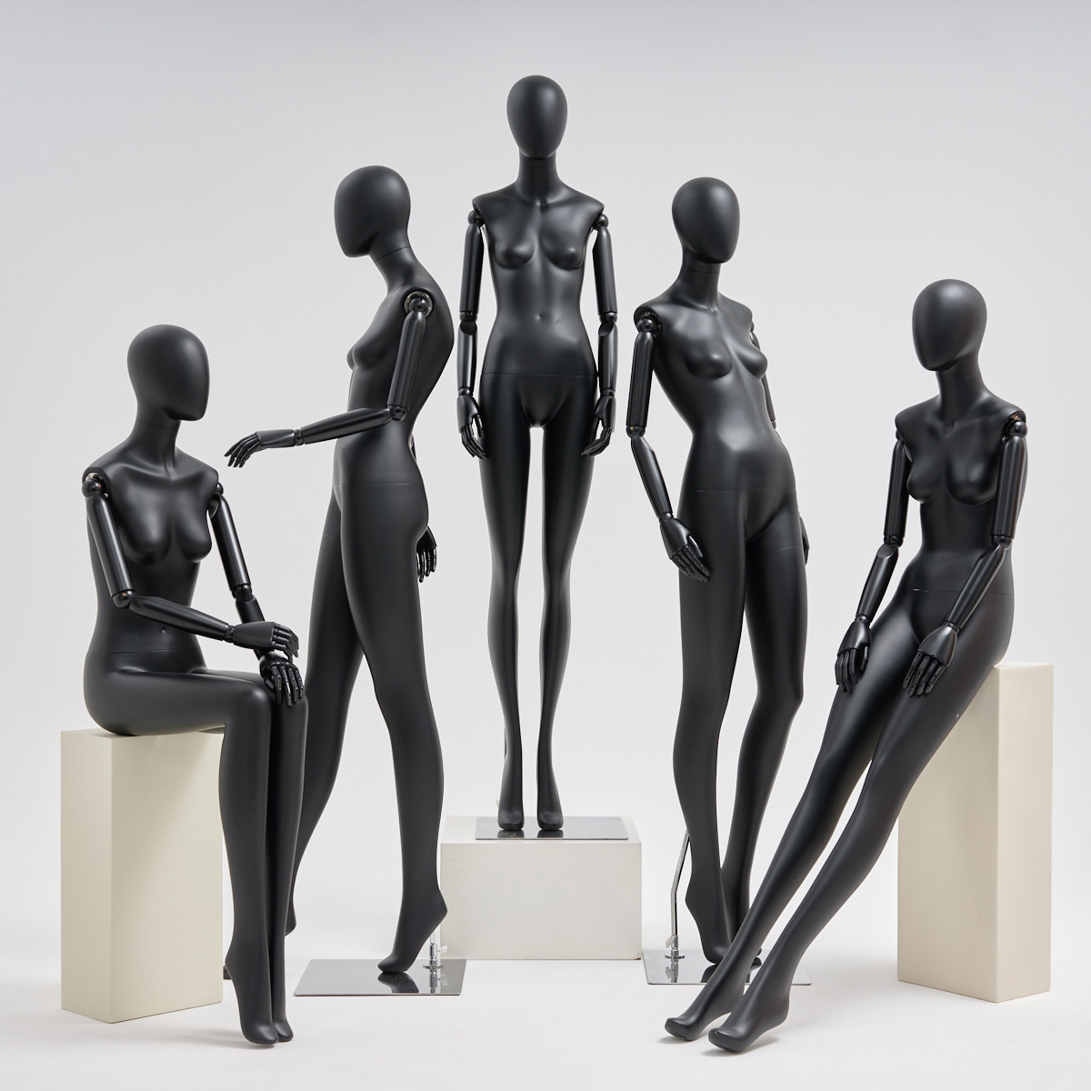 服装店高档女模特展示架黑色全身婚纱橱窗坐模特女道具拍摄假人偶