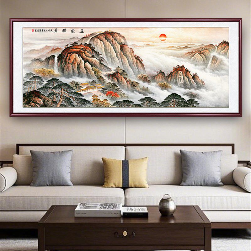 手绘真迹山水画五岳独尊国画靠山图客厅装饰画办公室背景墙壁挂画