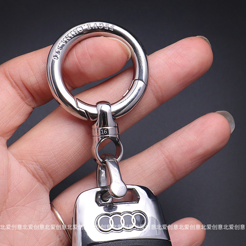 316不锈钢汽车钥匙扣360度旋转腰挂腰弹簧扣马蹄扣马镫扣D字扣男