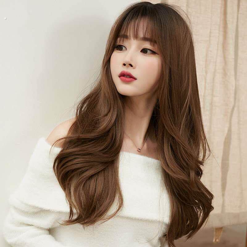 新式假发女长卷发全头套蓬松自然卷发狗啃刘海整顶发套一件