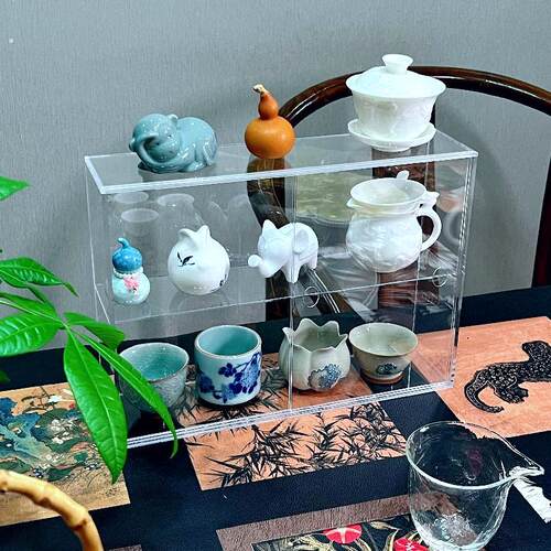 桌面茶杯置物架小型博古架中式紫砂壶摆件架茶具摆放展示架子
