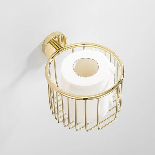 全铜金色免打孔壁挂卫生间纸巾架