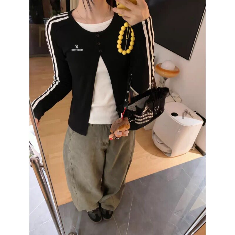 韩系黑白撞色假两件长袖T恤女秋季新款修身显瘦内搭打底衫上衣潮