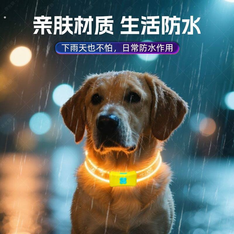 狗狗发光项圈夜间遛狗夜光夜行灯大小型犬防走失带灯充电宠物脖圈