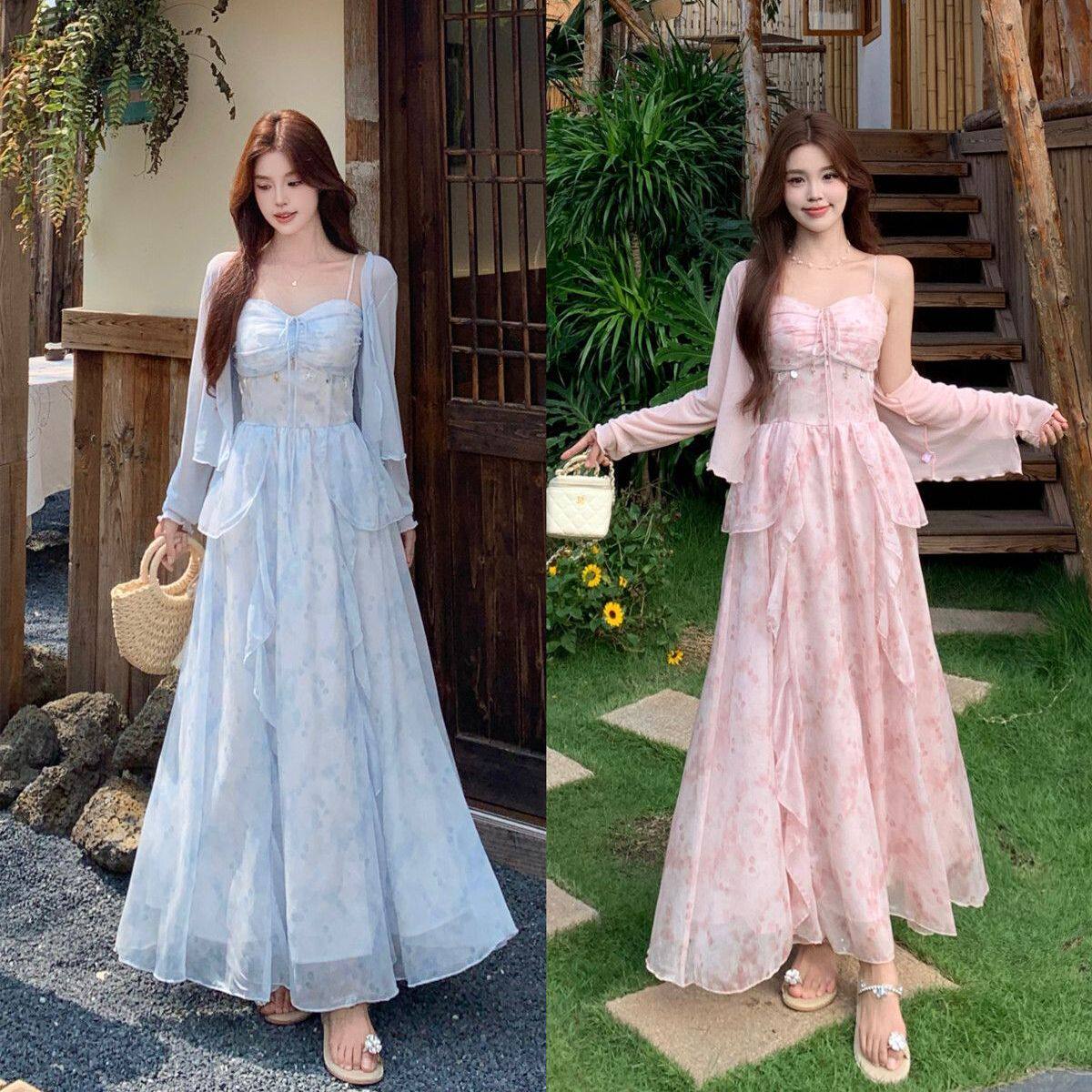 超仙温柔蝴蝶冰丝防晒衣女夏季新款配吊带裙子外搭小坎肩薄款罩衫