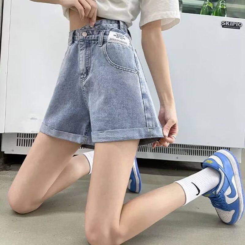 爱心牛仔短裤女夏季2023年新款高腰显瘦宽松直筒港味a字热裤潮ins