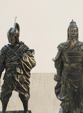 定制玻璃钢彷铜三国人物雕塑关羽张飞赵云酒店商业街广场景观摆件