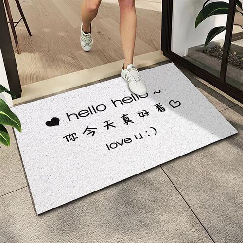家用防滑丝圈没有烦恼文字图形入户门脚踩地垫易清理卡裁剪PVC