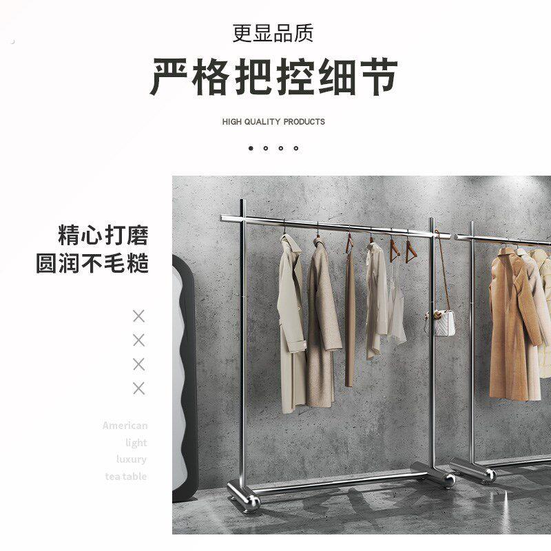 服装店展示架落地加粗不锈钢式挂衣架男女装店中岛陈列道具货架