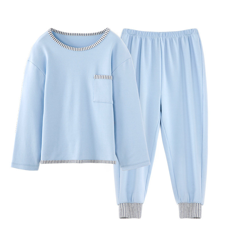 儿童纯棉睡衣套装秋季新品男童家居服套装中大童男孩空调服两件套