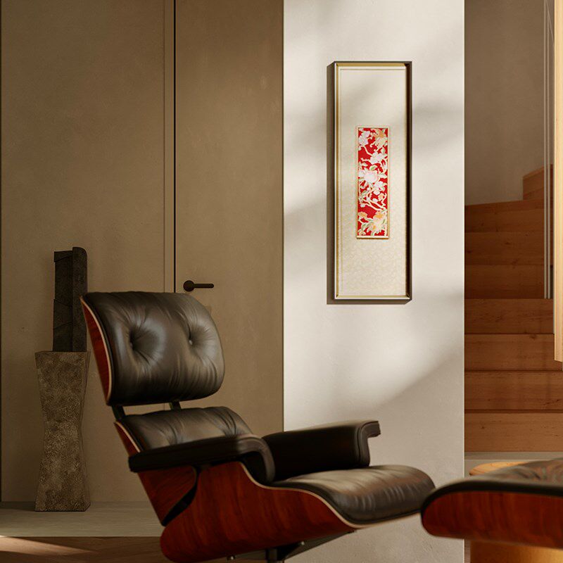 南京云锦研究所元先桃夭三多立体镜框挂画家居装饰画玄关走廊客厅