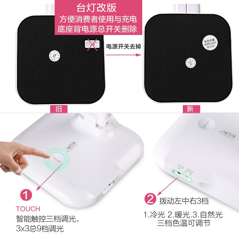 台灯学习专用护眼书桌国AA级大学生宿舍寝室灯管usb酷毙灯充电款