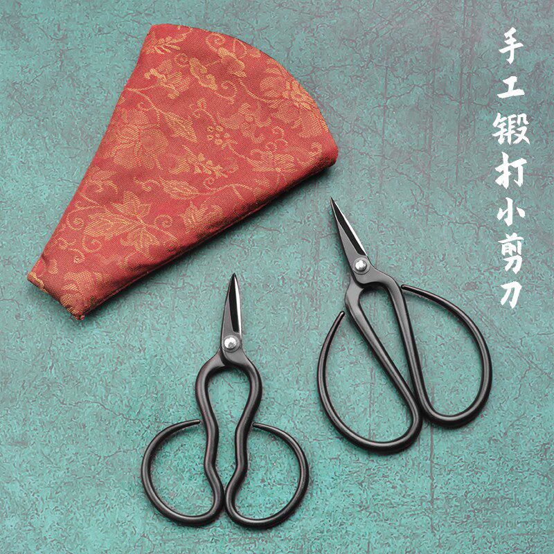 匠心之选!茶叶包手工艺剪刀茶艺家用线头锻打精致裁剪小剪子