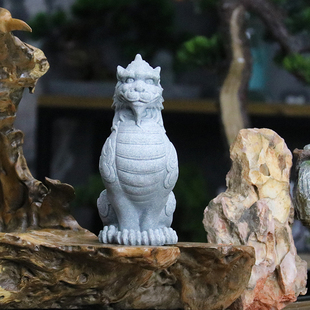 仿青石蟠龙抱石装饰摆件园艺茶室鱼缸水景造景麒麟貔貅镇水兽摆设