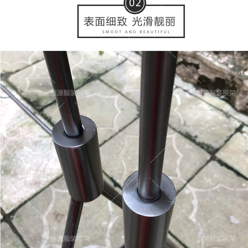 新服装店拉丝黑钛金色女装展示架落地式实心黑钛金中岛不锈钢货架