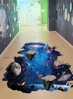 万圣节日3D立体墙贴画展装饰车展布置活动地板商场贴纸学校卡通