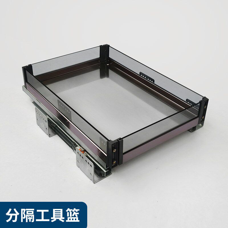 飞鸥厨房厨柜窄迷你铝合金拉篮抽屉分隔工具篮刀叉收纳调料置物架
