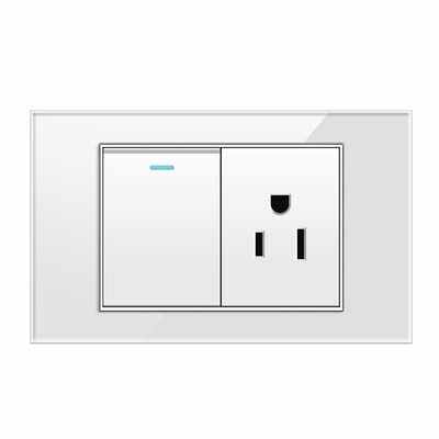 美国美式插座15A黑色玻璃开关电源110v家用美标六孔带usb面板