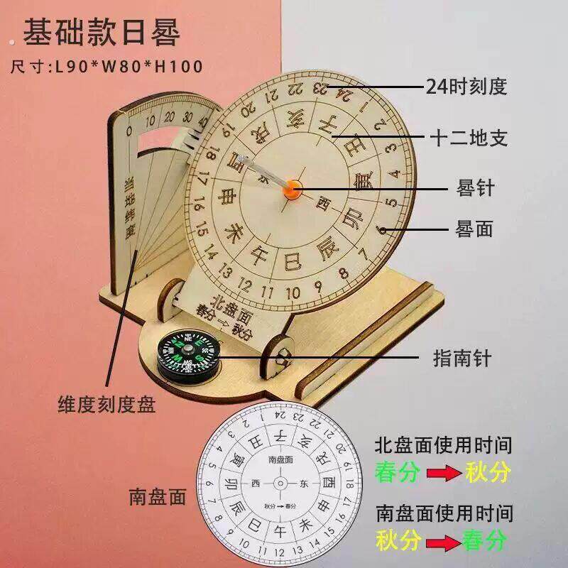 历史文物模型手工七年级自制日晷模型古代天文计时制作材料教具