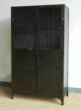 美式法式乡村家具做旧铁艺书架工业风格铁皮书柜 餐边柜 文件柜