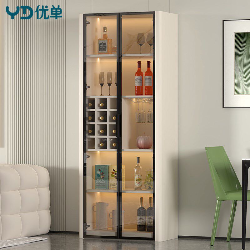 玻璃门酒柜客厅靠墙展示柜沙发边储物柜家用多功能柜子定制S35