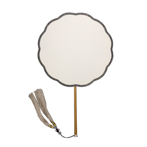 双面真丝空白团扇子玉竹熟绢宫扇手绘画工笔小楷DIY古风圆形扇面