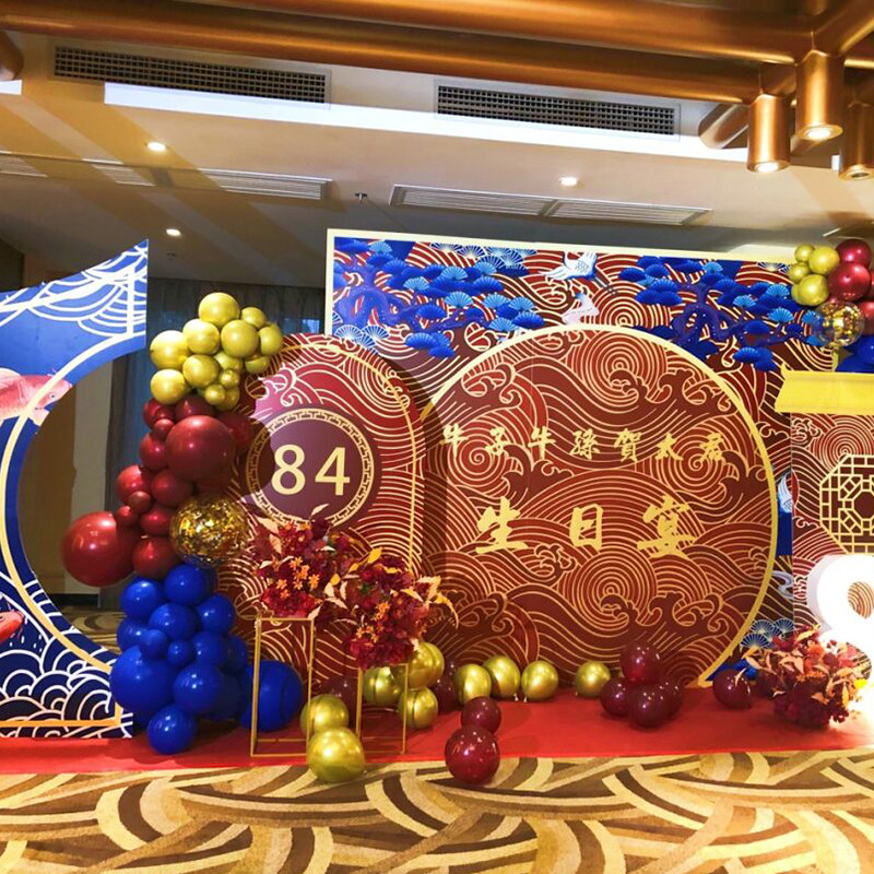 爸妈生日宴气球背景装饰70岁80寿宴酒店场景KT板布置创意拍照墙