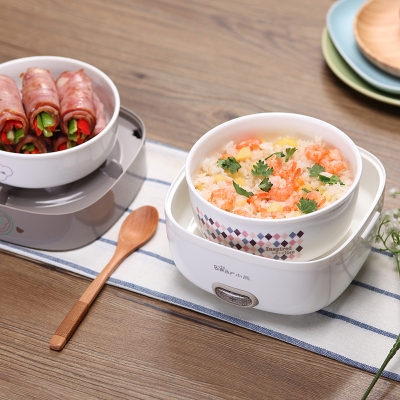 加热饭盒便携式电热饭盒陶瓷内胆插电饭盒蒸饭神器上班族双层1人