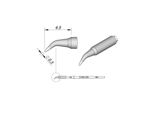 JBC 西班牙原装烙铁头纳米工具专用的C105系列烙铁头 弯行烙铁头