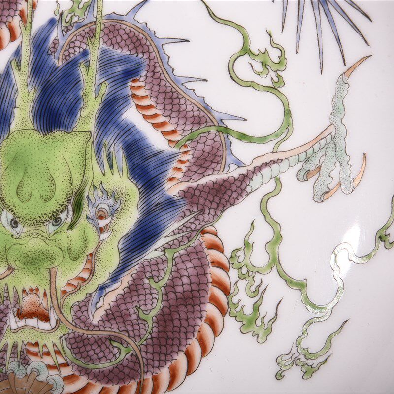 大清乾隆年制五彩描金一条青龙纹茶盘笔洗