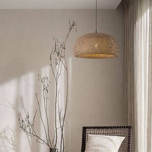 侘寂风竹编吊灯复古茶室禅意民宿中式 餐厅藤编灯具 卧室客厅日式