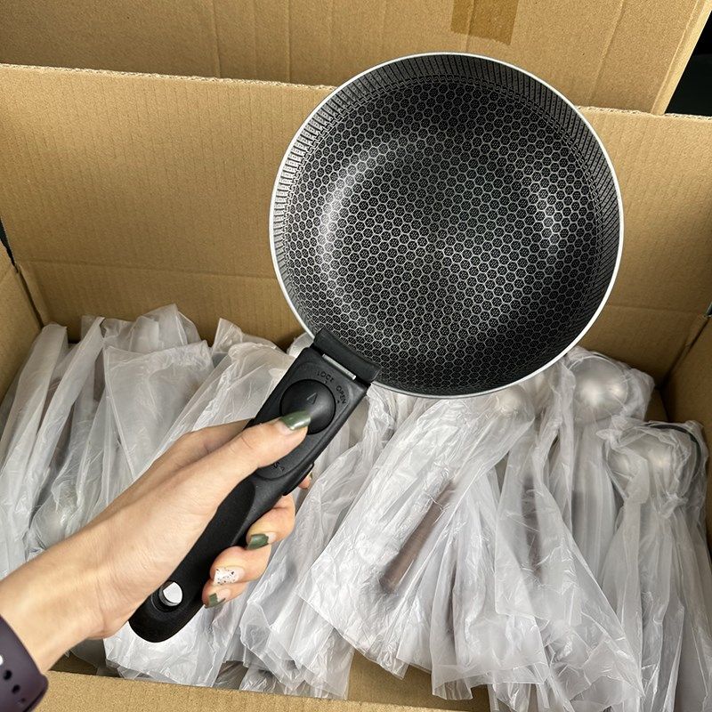户外锅具可拆卸手柄锅316不锈钢小炒锅不粘锅便携式露营迷你煎锅
