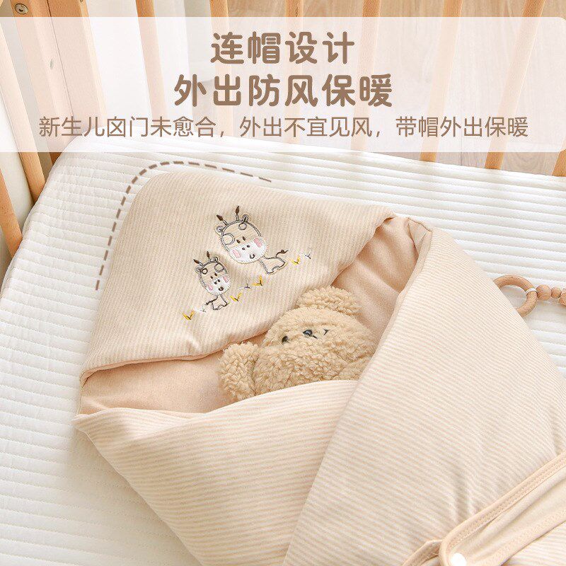 新生婴儿纯棉秋冬加厚棉花抱被初生宝宝包被单可脱内胆防惊跳睡袋