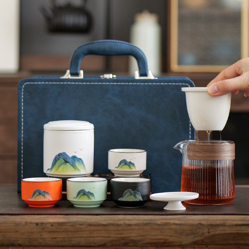 旅行茶具套装便携式快客杯办公室泡茶壶功夫一壶四杯随身户外装备