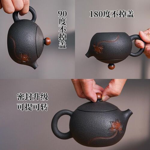 【滇匠紫陶】云南建水紫陶茶壶全手工肌理纹精品泡茶西施壶非紫砂