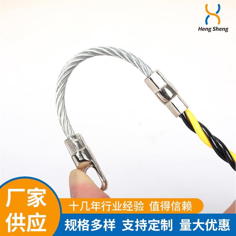 黑红三股缠绕花线穿墙线拉引线器束线管弹簧头电工6.5MM 30M