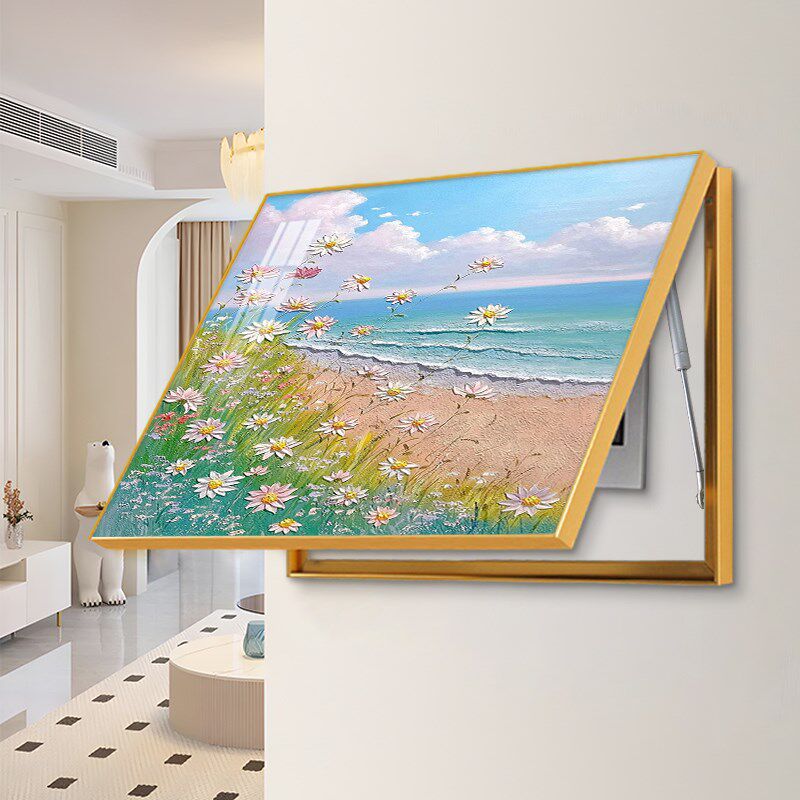 风景油画电表盒配电箱装饰画奶油风抽象花卉电闸盒遮挡挂画免打孔