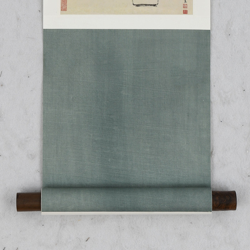 虫二书画 新中式客厅装饰卷轴画 手工染色装裱定制 客厅装饰挂画