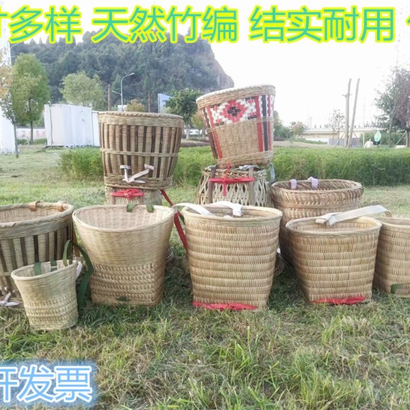 纯手工编织竹编背篼大人竹蔑背篓背框收纳筐舞蹈道具小背篼夹背儿