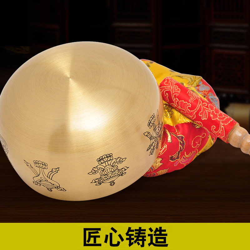黄铜日式精品八吉祥铜磬佛音碗钵法器磬碗垫子引磬长柄引庆铜庆