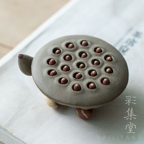 彩集堂 莲蓬紫砂盖置 茶宠小摆件茶具盖子茶拨搁置架茶玩可养