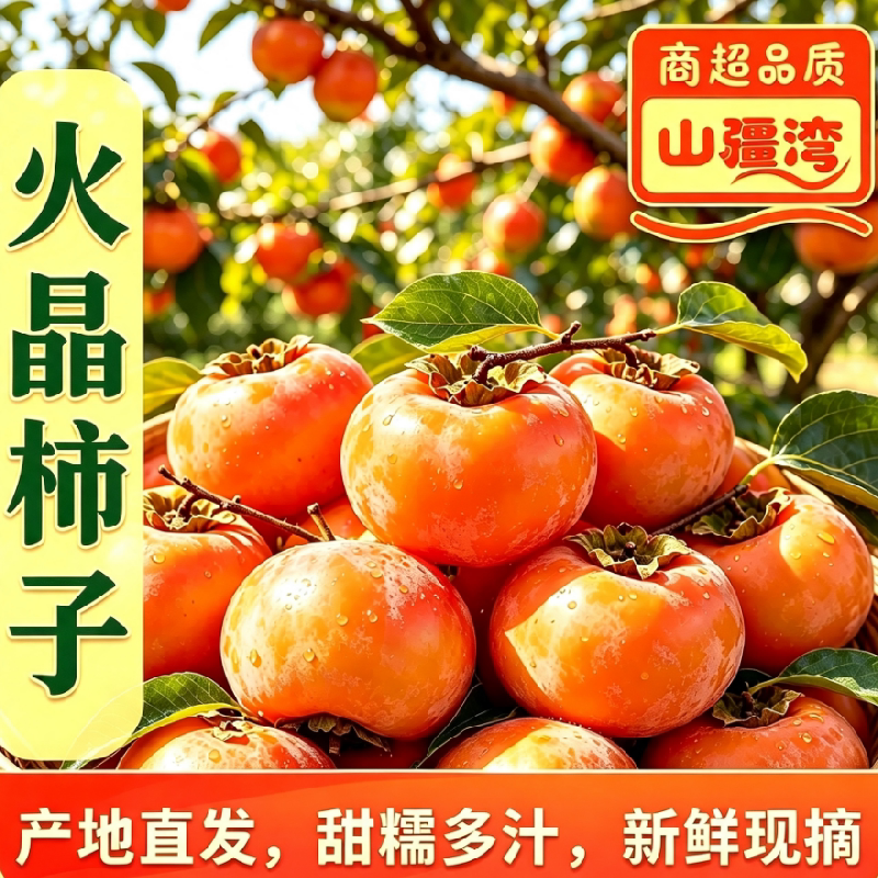 山疆湾精品主产地直发陕西火晶柿子30枚当季推荐现发直采新鲜