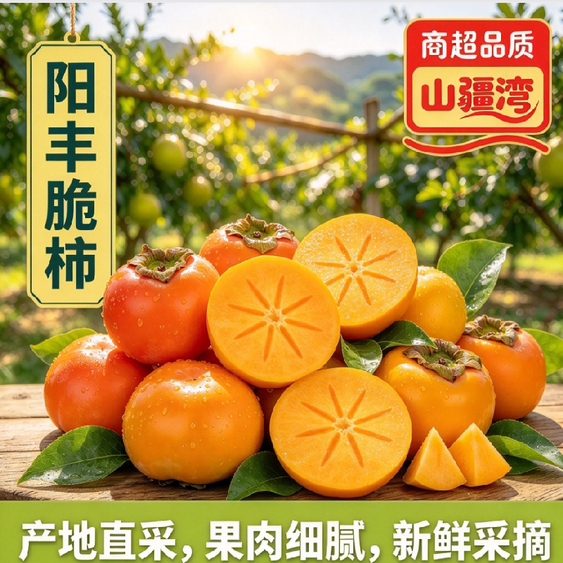 山疆湾主产地直发山西临猗阳丰巧克力脆柿4.5斤净重现发新鲜水果