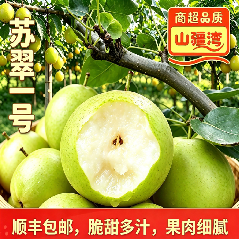 山疆湾主顺丰包邮产地直发安徽砀山苏翠一号青梨精品5斤净重现摘