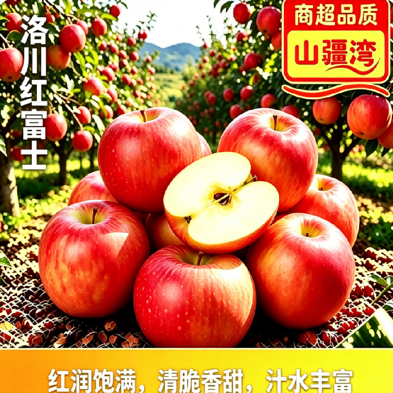 山疆湾主精品陕西洛川红富士苹果4斤净重现发直采新鲜苹果
