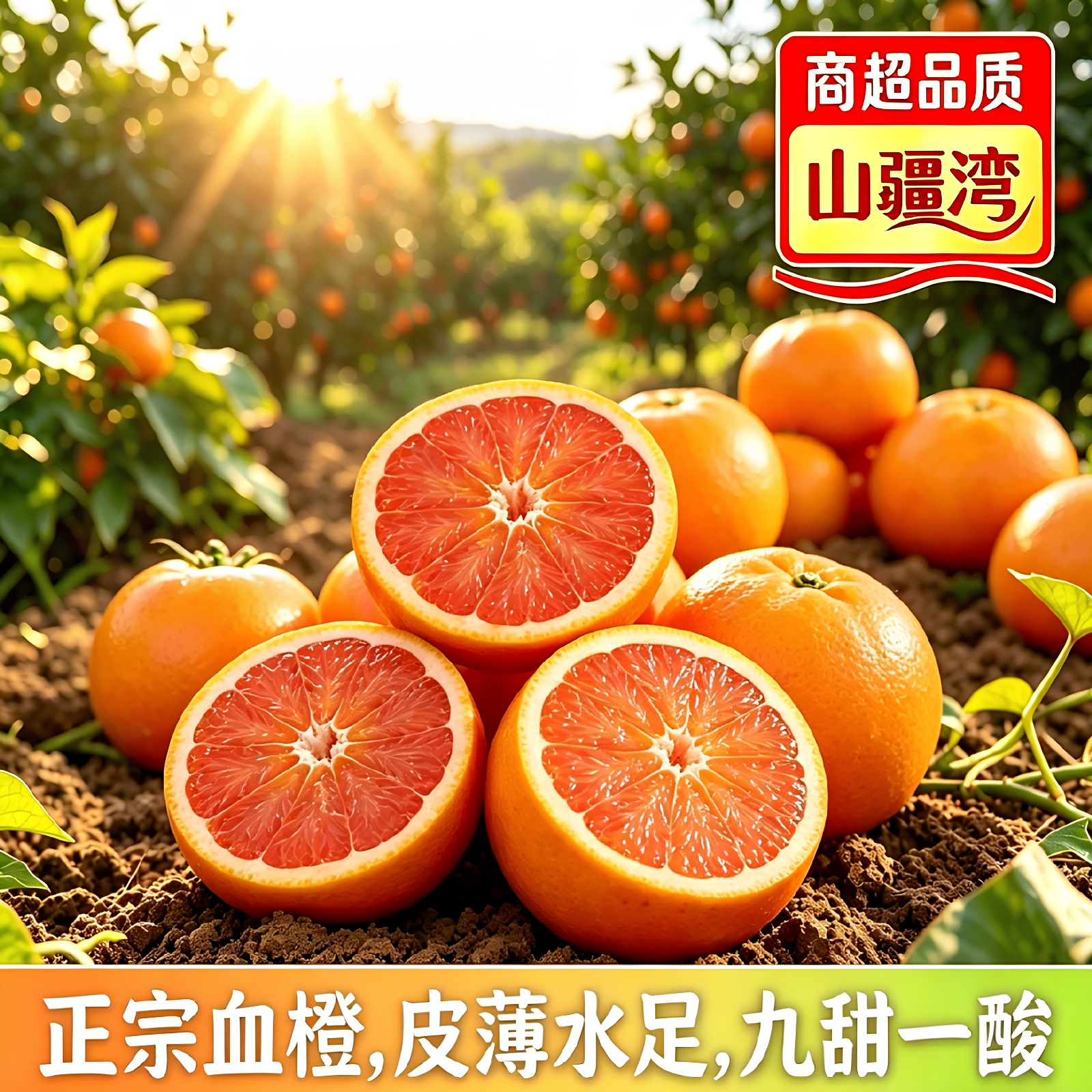 山疆湾主产地直发湖南塔罗科血橙净重5斤新鲜水果现发S