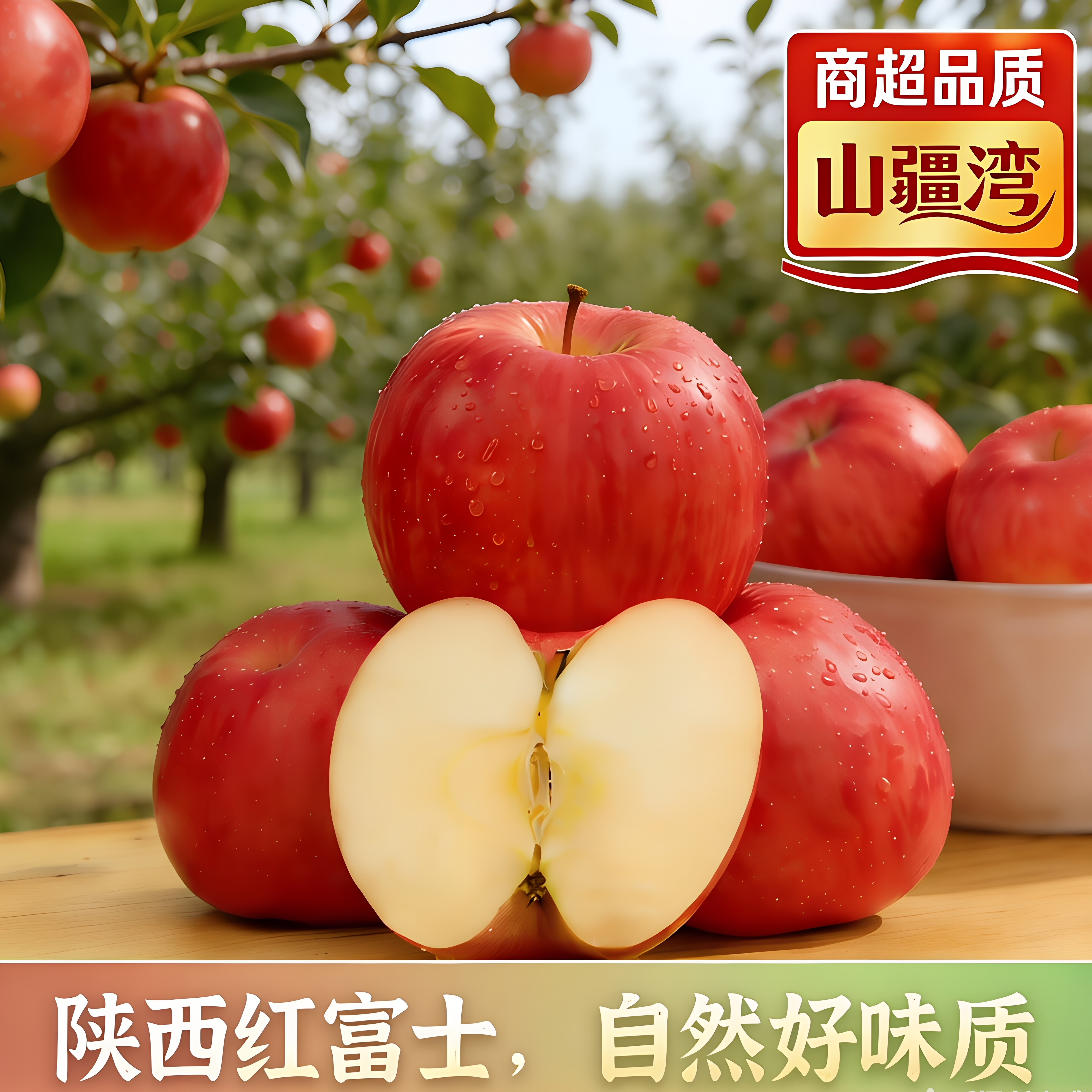 山疆湾主精品陕西红富士苹果纸袋红富士苹果4.5斤净重现发S