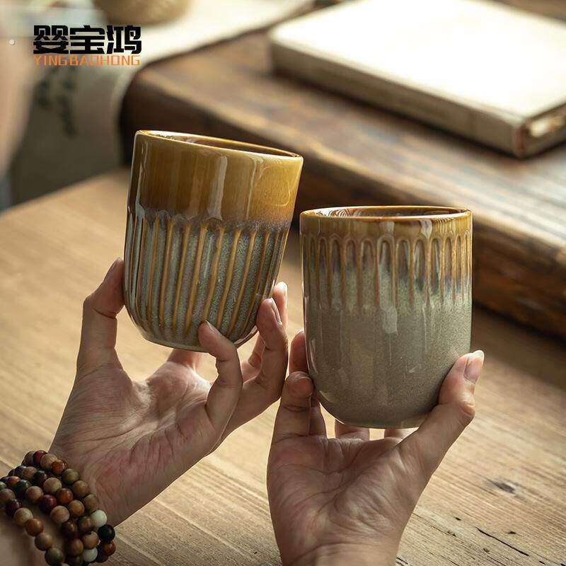 复古有个性陶瓷手握杯创意无把杯家用杯子主人杯日式酒杯饭厅水杯