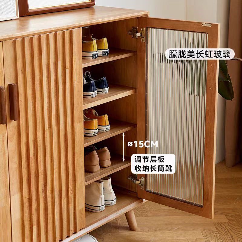 北欧实木鞋柜家用门口落地大容量小户型入户玄关柜一体收纳鞋架子