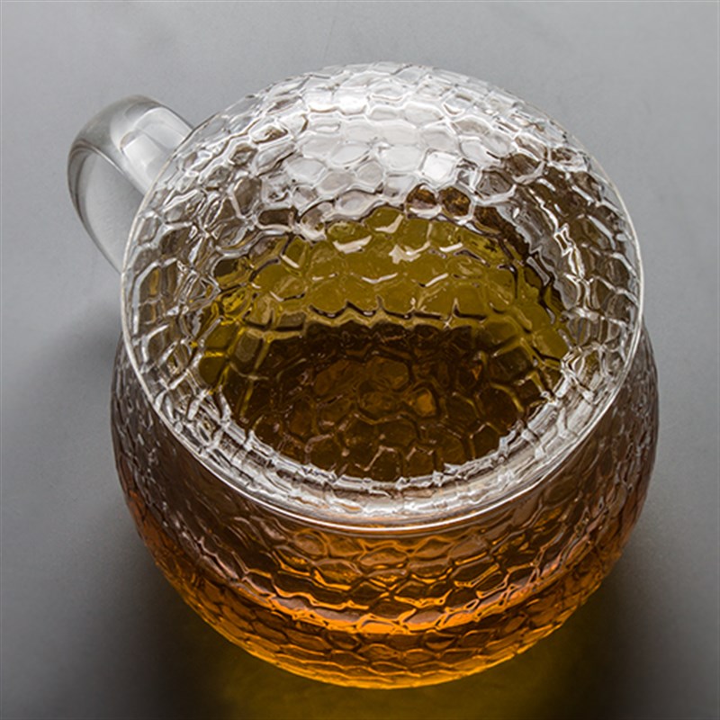 耐热玻璃杯泡茶杯 带过滤大号加厚锤纹水杯 创意办公室带盖花茶杯